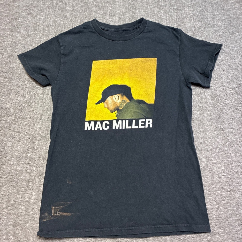 Mac Miller Graphic T-Shirt Mens Small Black Hip Hop Rap Music Merch Flaws